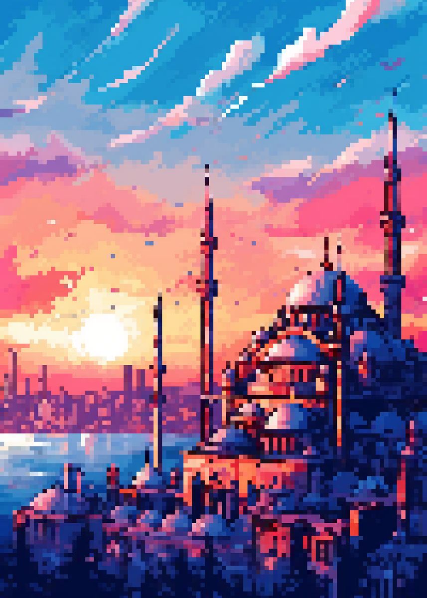 Istanbul Pixel 'Istanbul pixel art' Poster, picture, metal print, paint by Powerful ...