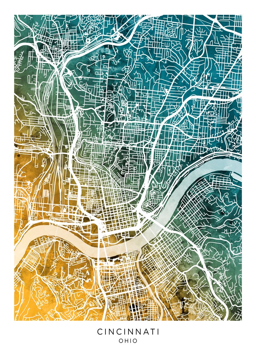 Cincinnati, Ohio map – StadiumMapArt