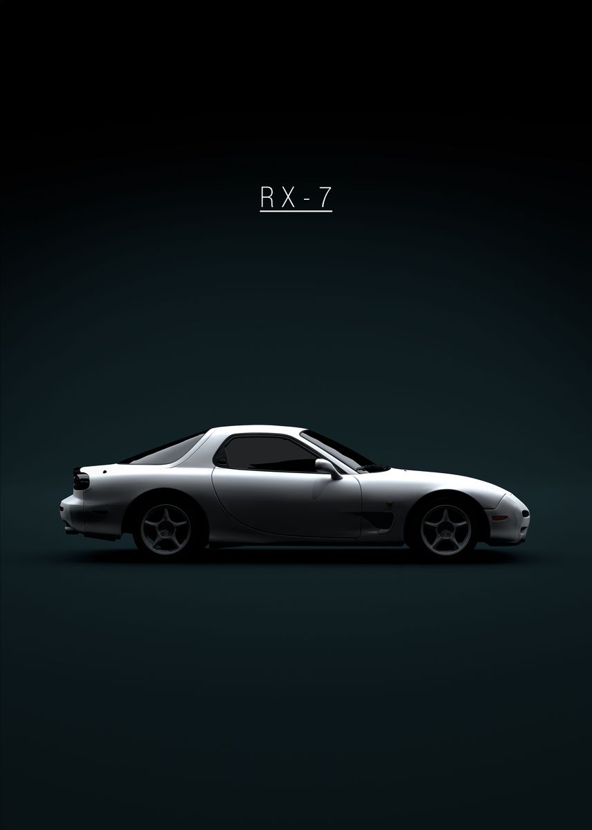 '1997 Mazda RX7 White' Poster, picture, metal print, paint by 21 MXM ...