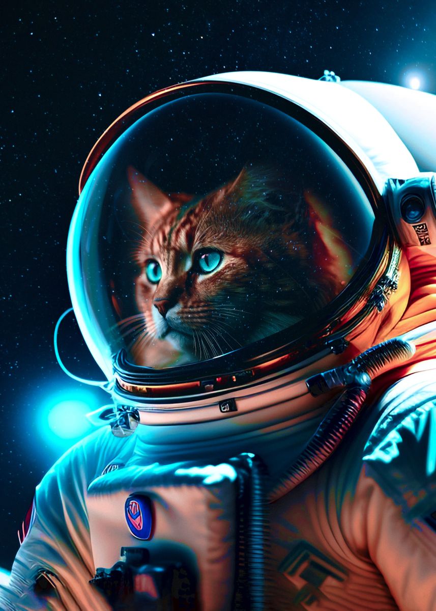 'Cat Astronaut Space' Poster, picture, metal print, paint by Jon ...