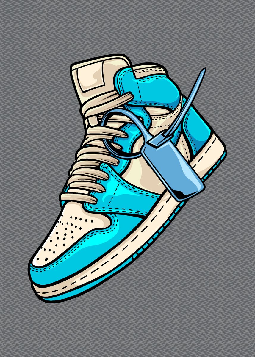 'Blue Vintage Sneakers' Poster, picture, metal print, paint by Iqbal ...