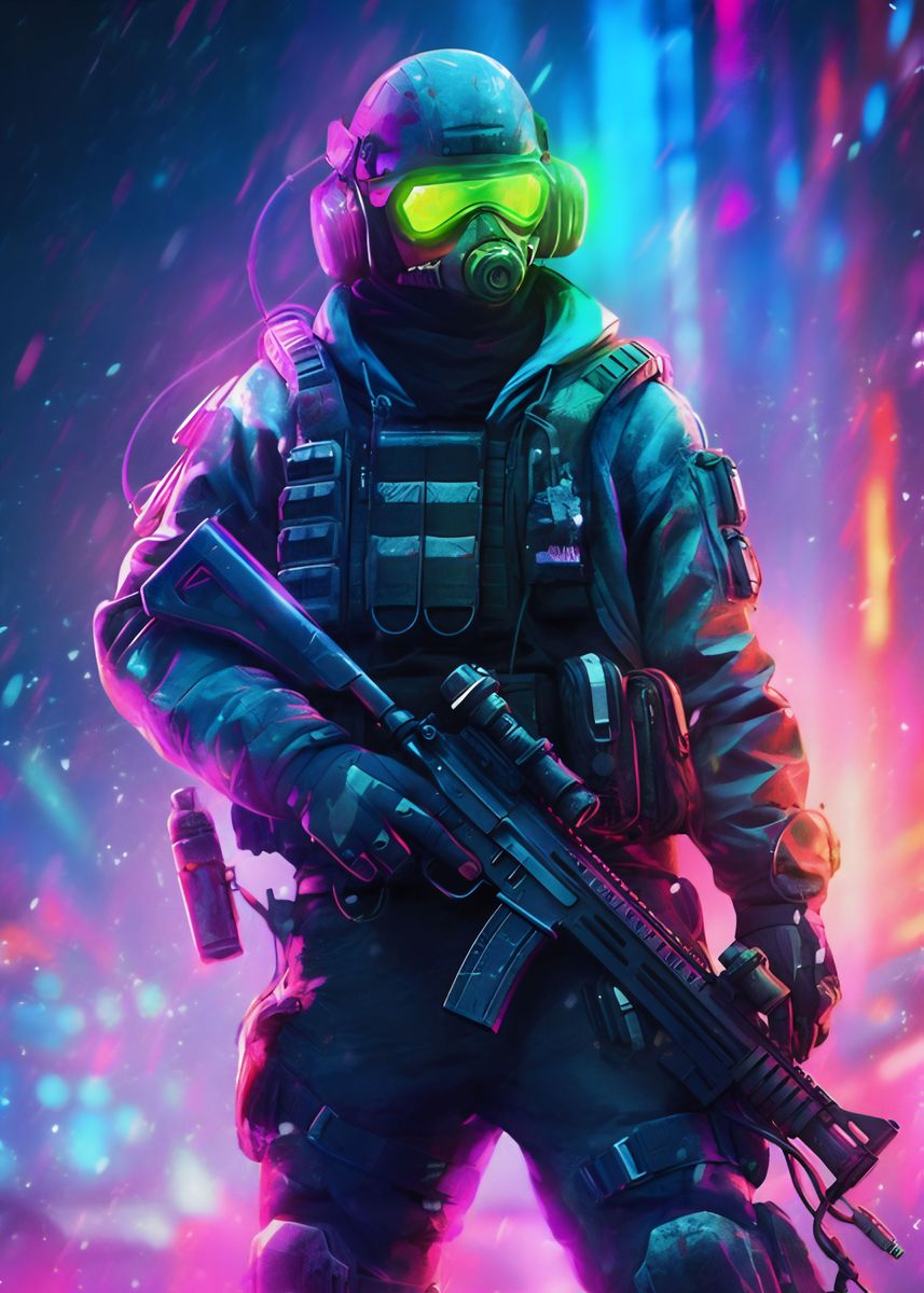 'Neon Army Soldier' Poster by Poster Parlor | Displate