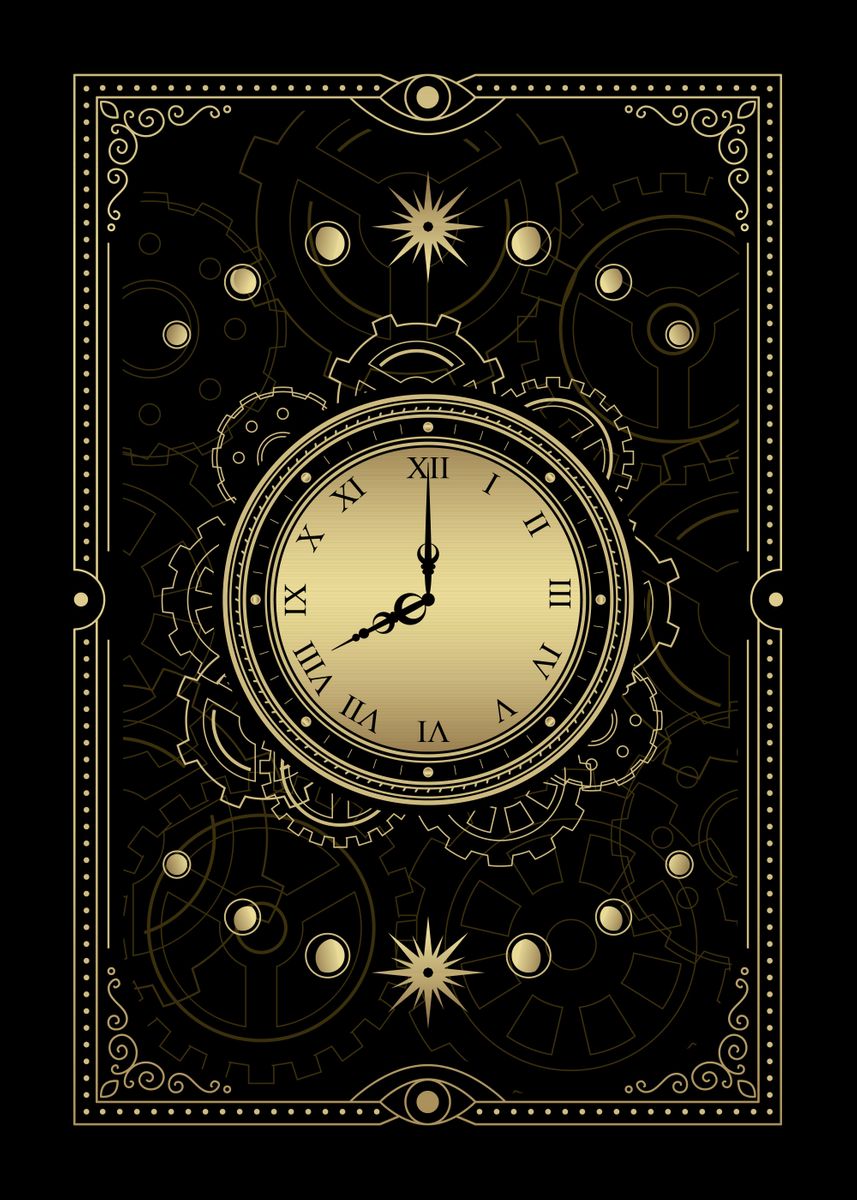 &lsquo;Watch in gold color&rsquo; Poster, picture, metal print, paint by Hasnaa Art