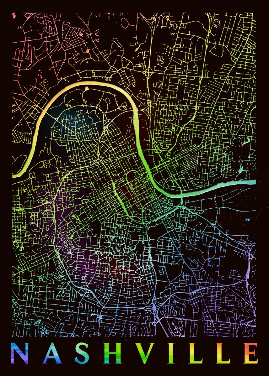 'Nashville City Map' Poster by Terrance Seay Displate