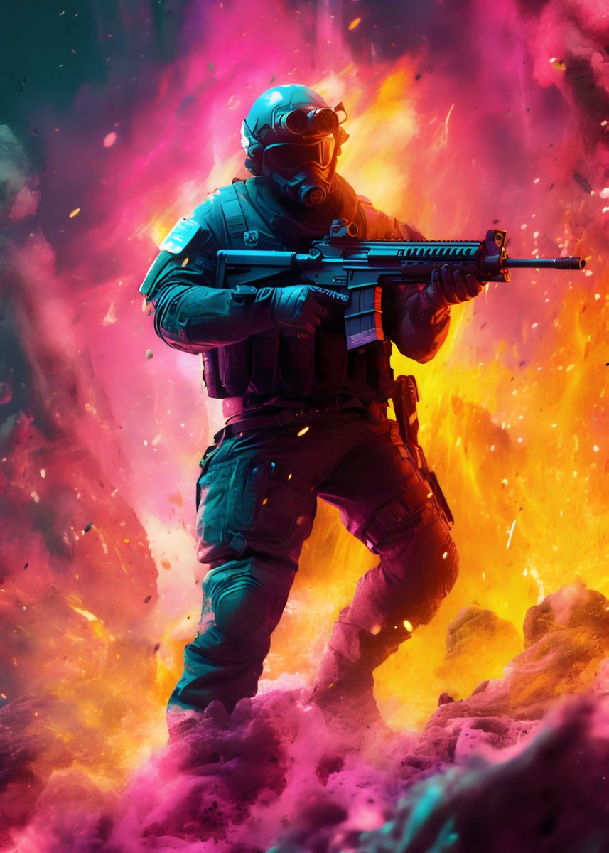 'Neon Army Soldier' Poster by Poster Parlor | Displate