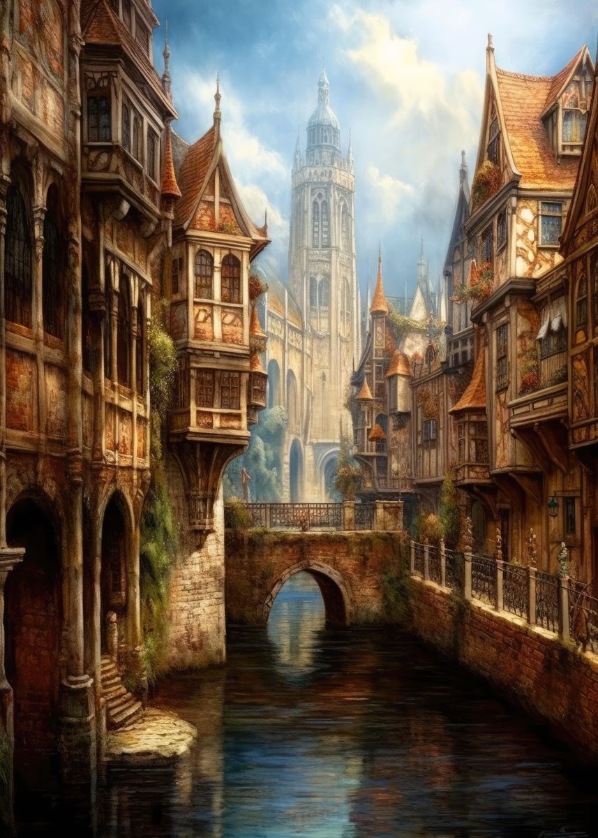 'Medieval City' Poster, picture, metal print, paint by RPpixels | Displate