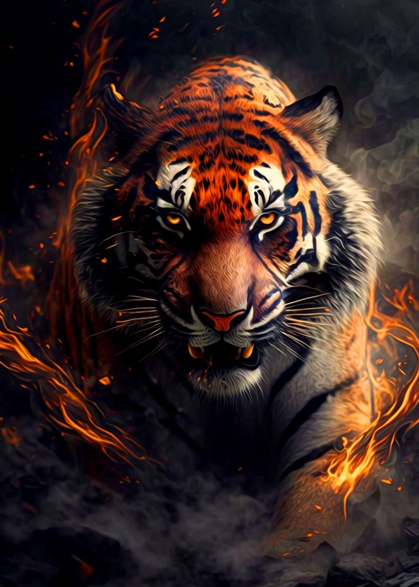 'Tiger' Poster, picture, metal print, paint by bds land | Displate