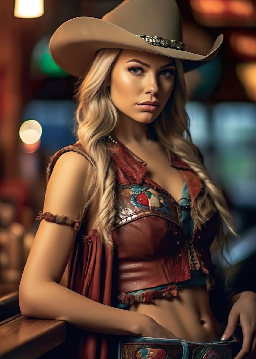 Cowboy Girl In A Bar Poster Picture Metal Print Paint By cowboy-girl-in-a-bar-poster-picture-metal-print-paint-by