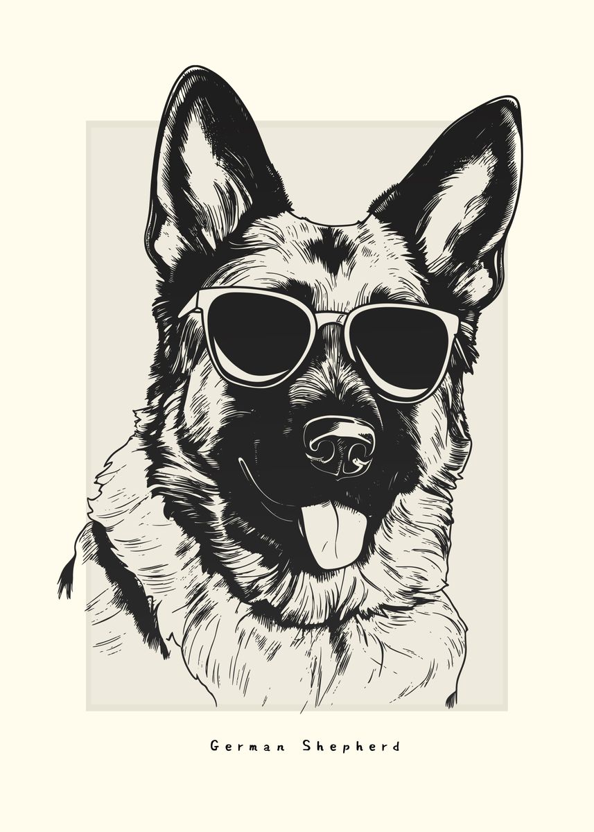 'German Shepherd Sketch' Poster by Rafael Dxgn | Displate