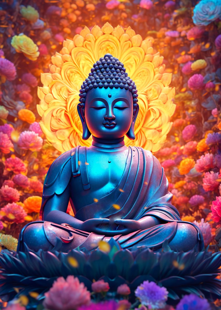 'Colorful Buddha' Poster, picture, metal print, paint by Dennex Designs ...