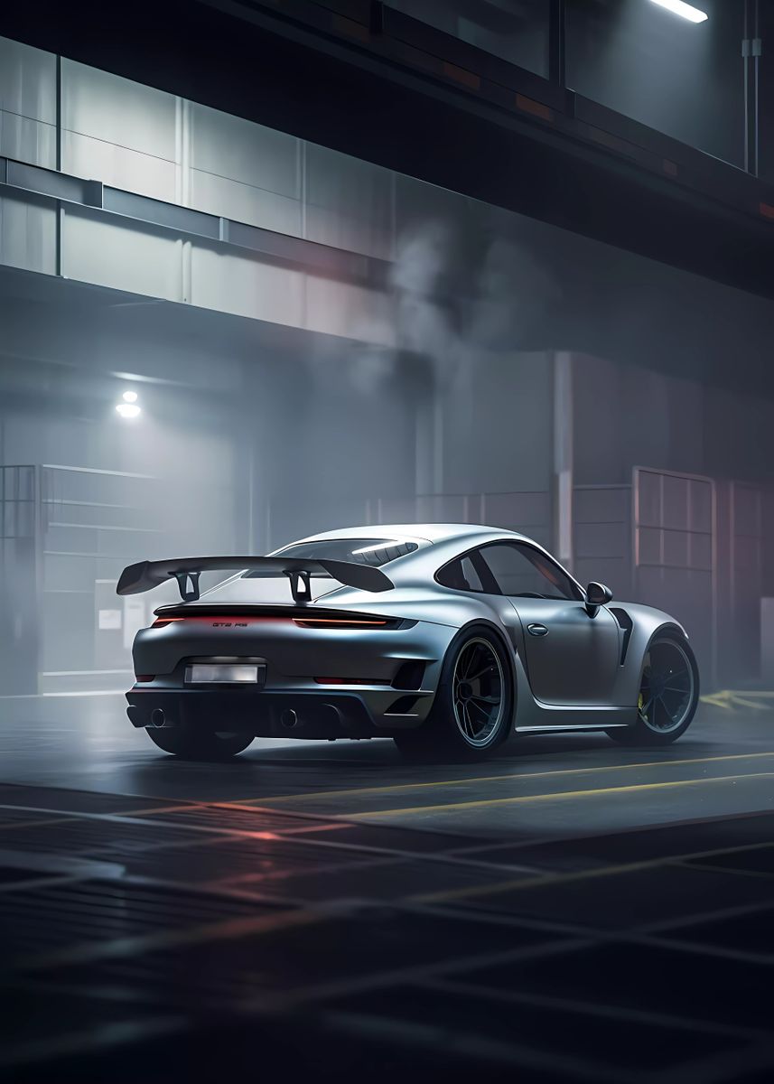 'Porsche 911 GT2 RS Silver' Poster by Kn1pz | Displate