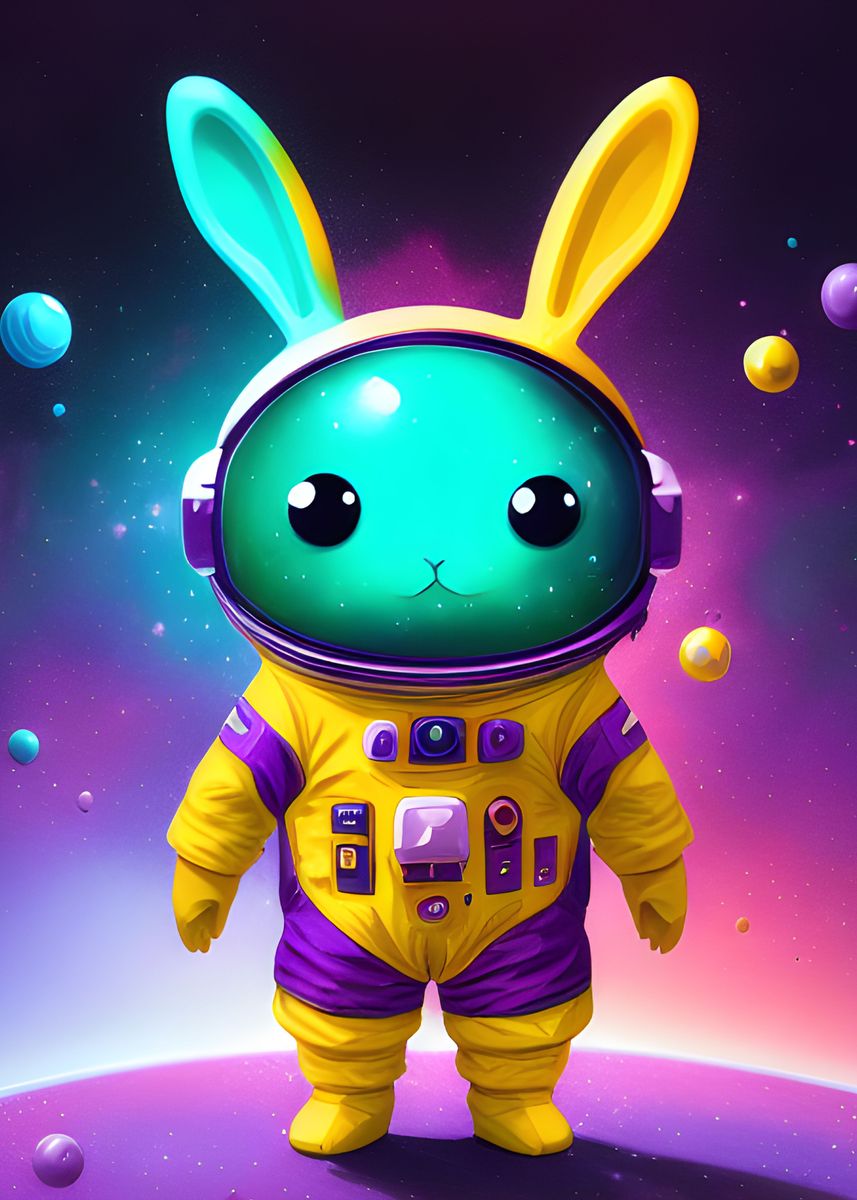 'Astronaut Rabbit' Poster, picture, metal print, paint by ...
