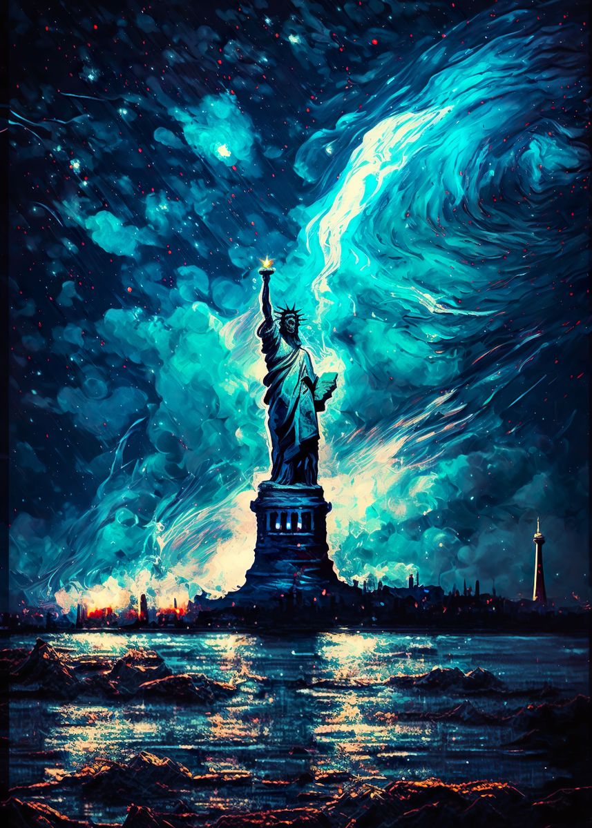 'Lady Liberty Oil painting' Poster, picture, metal print, paint by