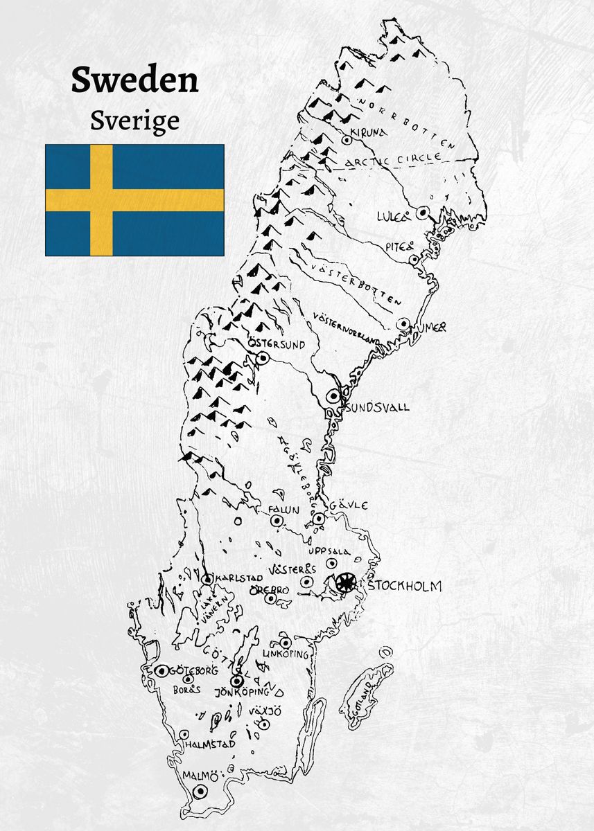 Handdrawn Sweden Map Poster Picture Metal Print Paint By Angelos   1db250bf8111250017a87402d4a2c3eb Fad13b0021ad682c30343b66c035f9f3 