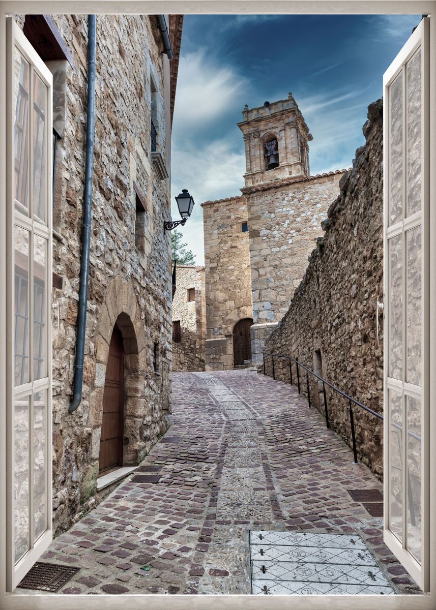 'Window view town tower' Poster, picture, metal print, paint by Vicen ...