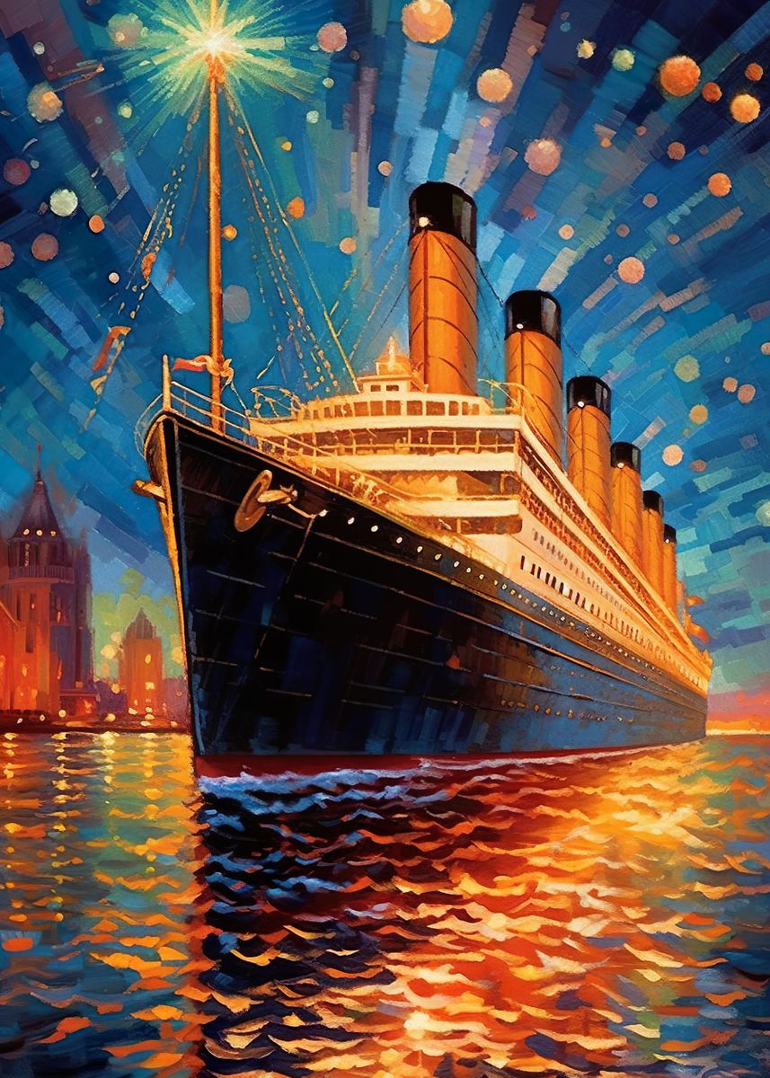 'Titanic Watercolor' Poster, picture, metal print, paint by