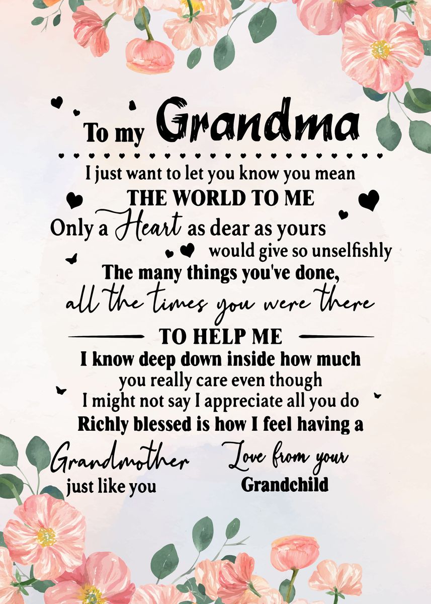 'To My Grandma' Poster, picture, metal print, paint by Loves Poster ...