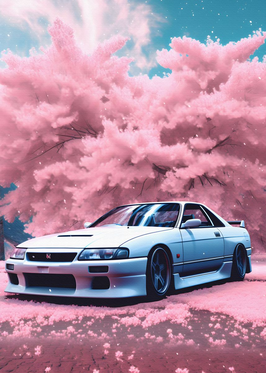 'JDM Car Cherry Blossom' Poster by Brock Lesnar | Displate