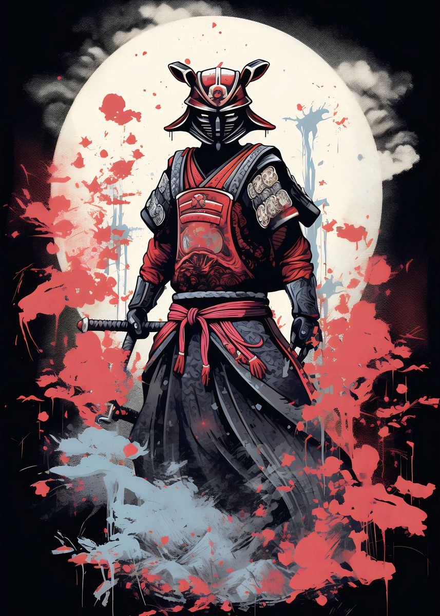 'Samurai portrait' Poster by Nathan Ponty | Displate