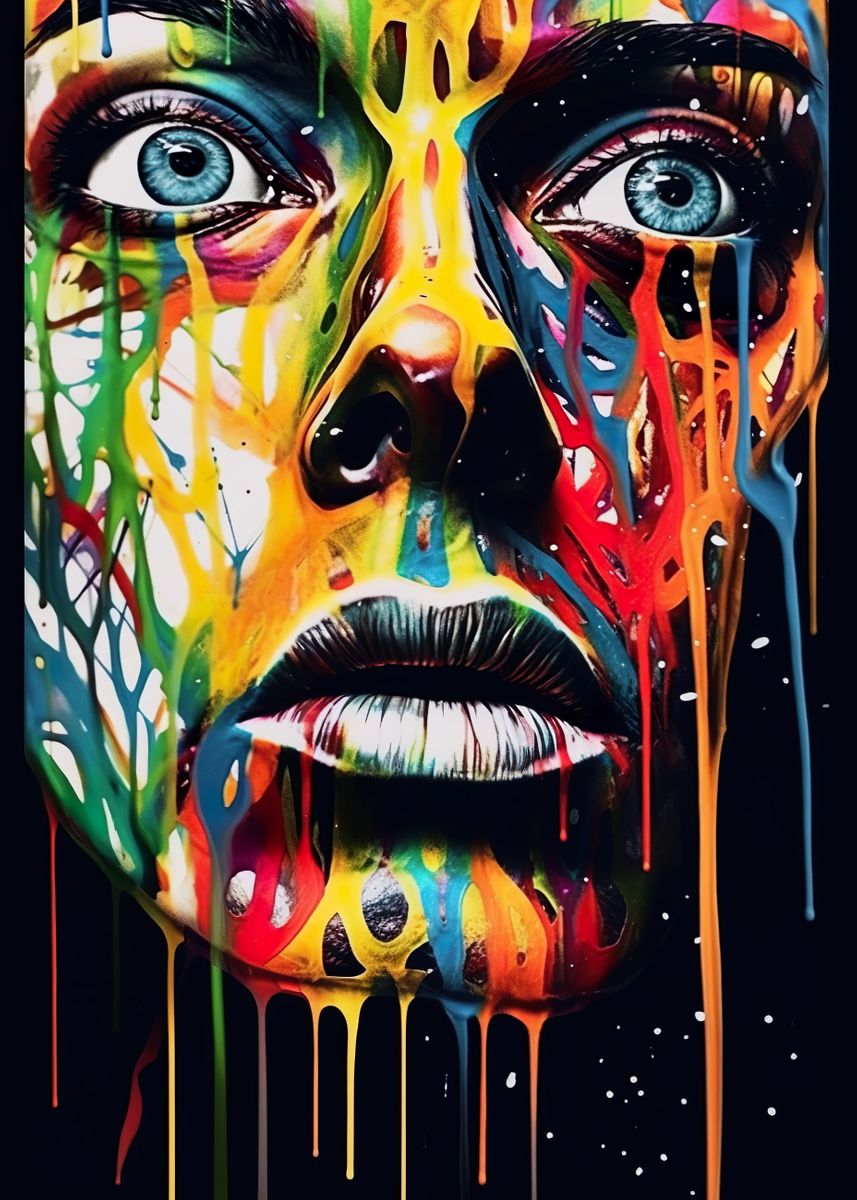 'Abstract Colorful Face' Poster, picture, metal print, paint by ...