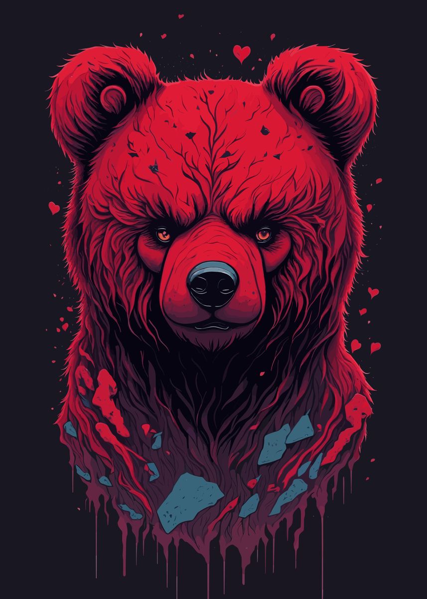 'red Bear' Poster, Picture, Metal Print, Paint By Portokalis 