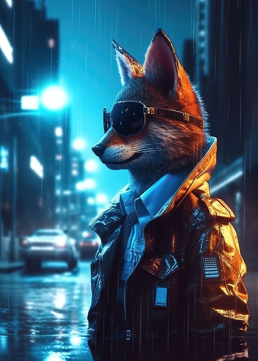 'Cyberpunk fox agent' Poster by Powerful Words | Displate