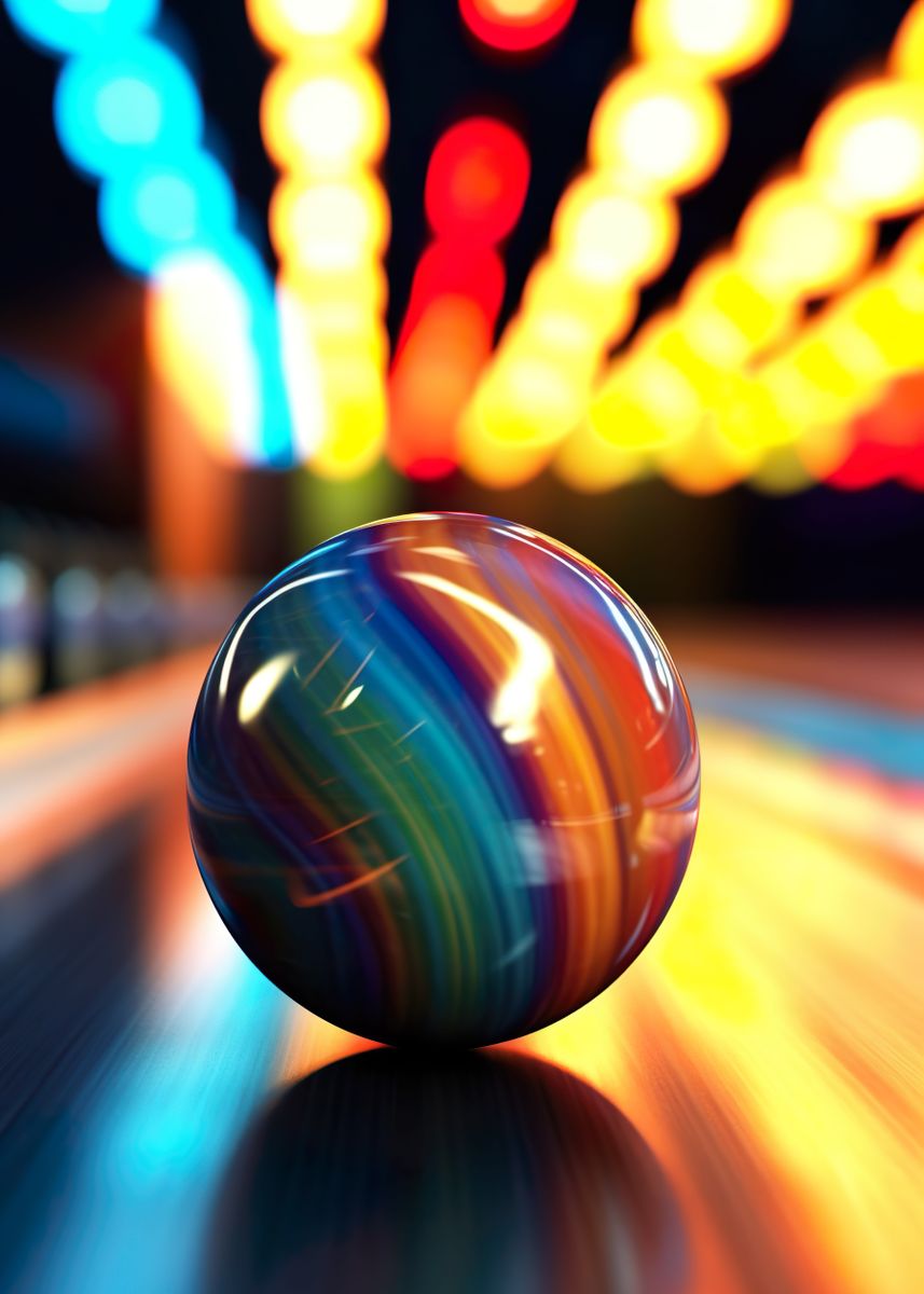 ‘Rainbow Bowling Ball’ Poster, picture, metal print, paint by Dennex