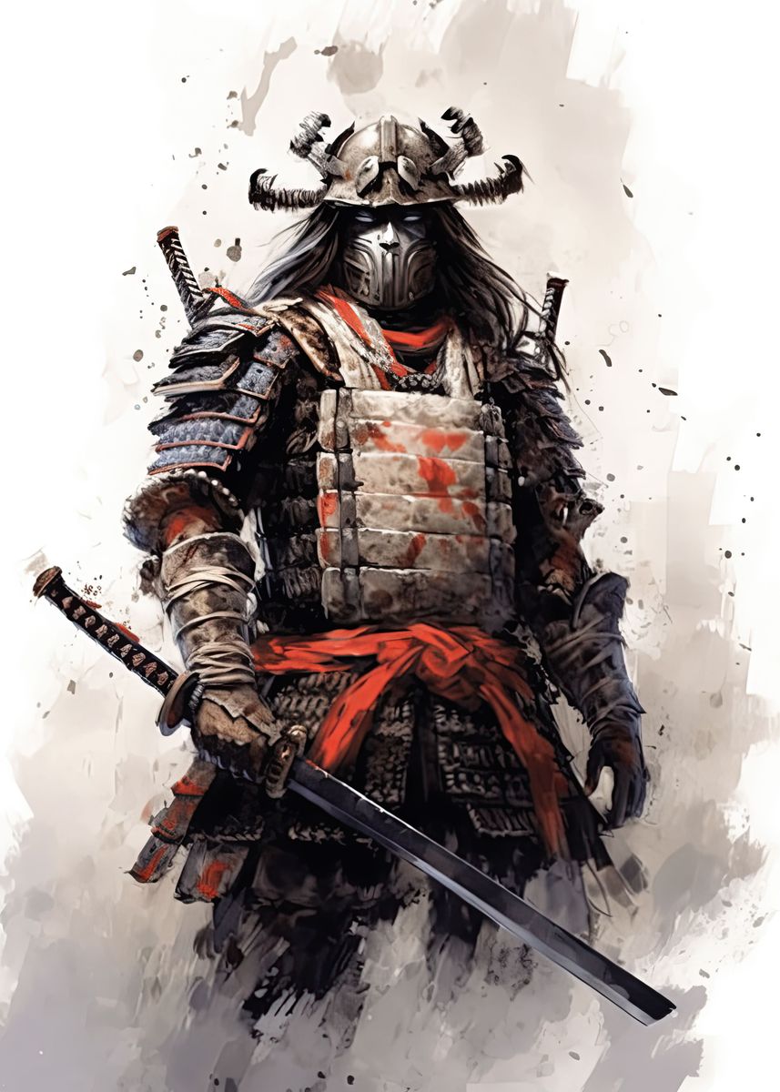 'Samurai With Mask' Poster by Zake Yonkou | Displate