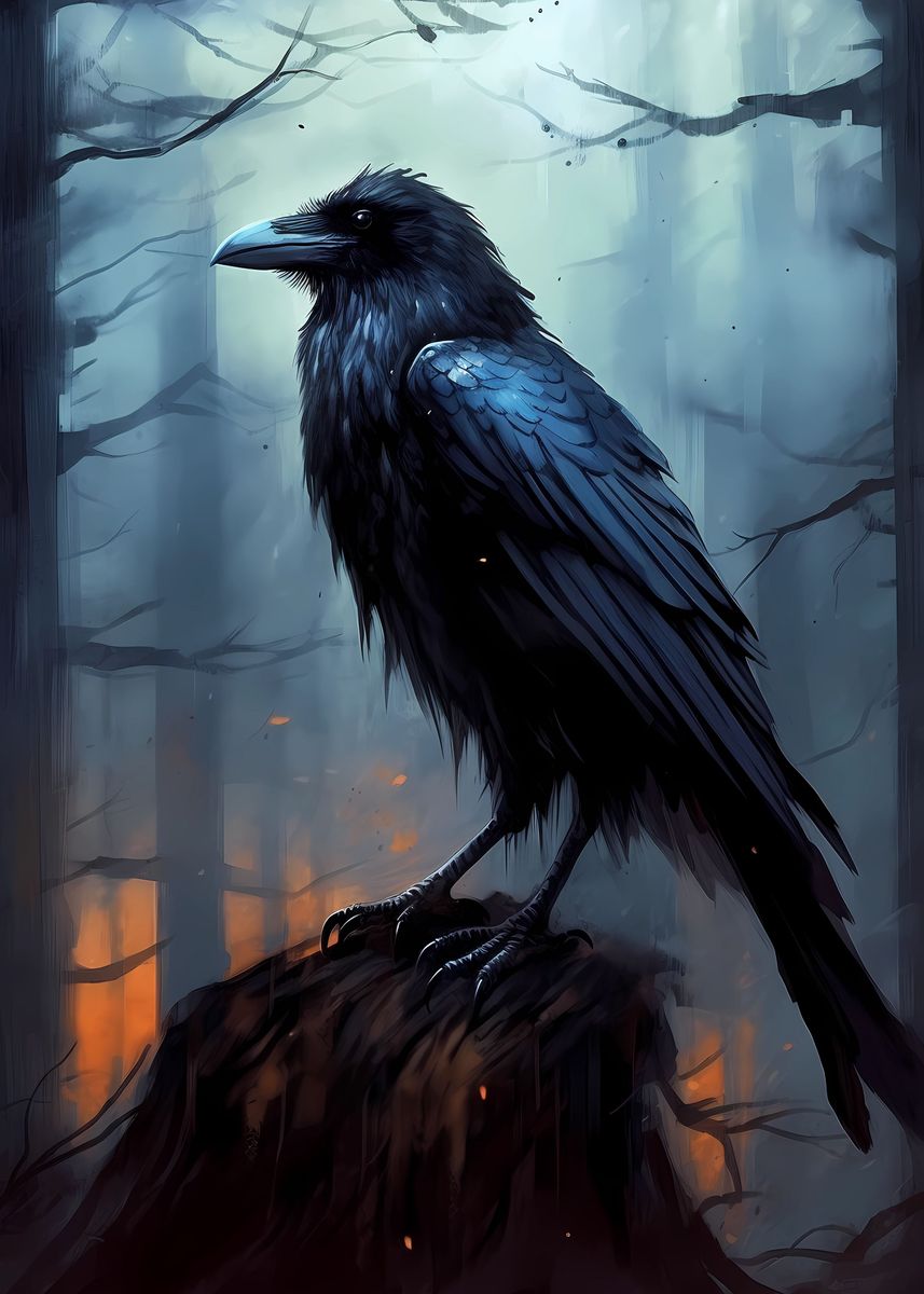 'Raven Crow' Poster, picture, metal print, paint by DecoyDesign | Displate