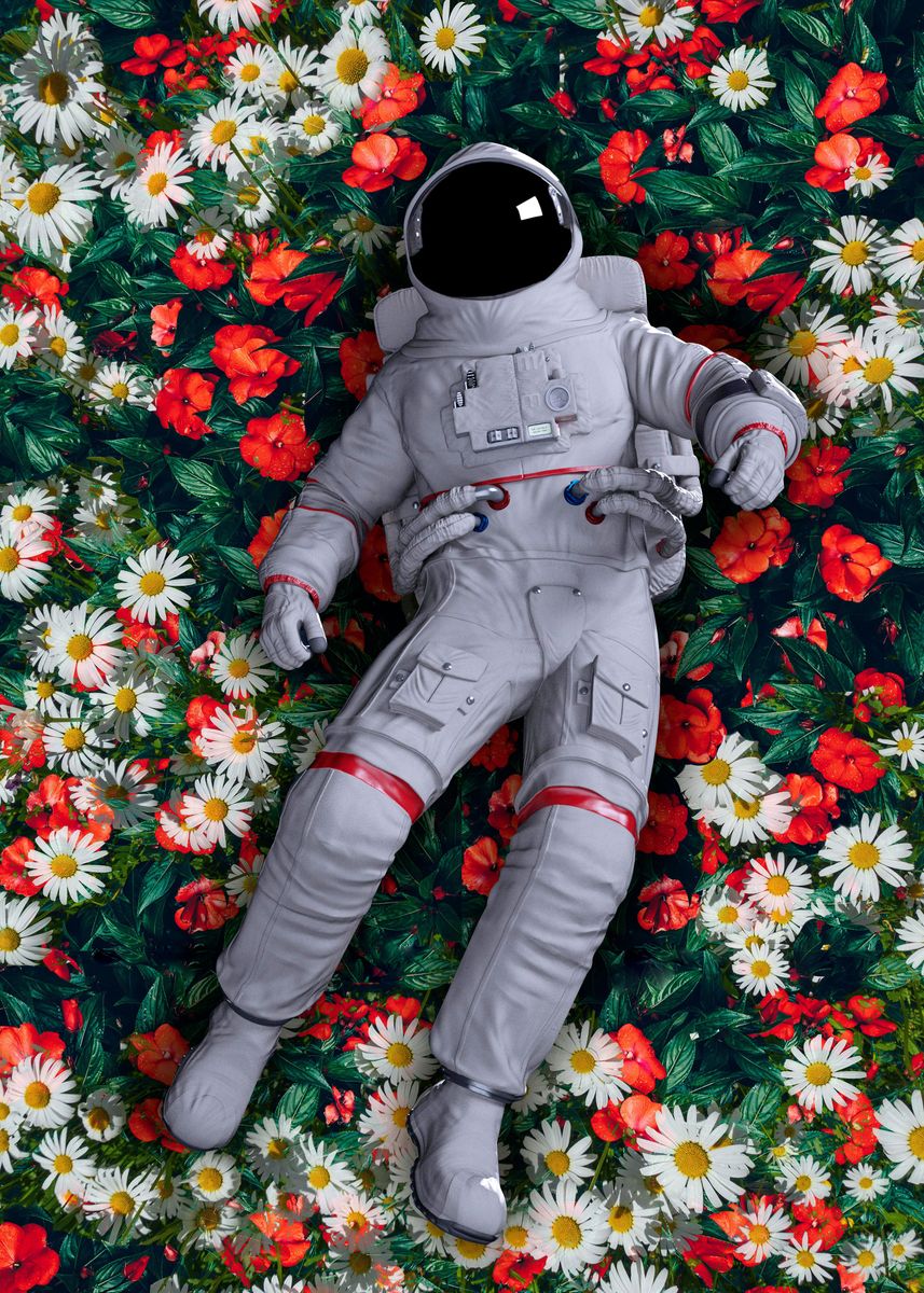 'Floral Astronaut' Poster, Picture, Metal Print, Paint By Cool Worker ...