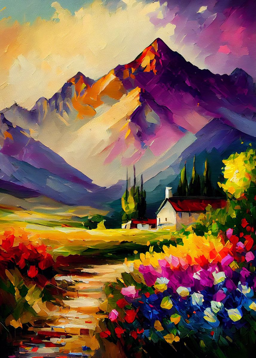 'Palette Knife Mountains 24' Poster by Cryptic Fawn Displate