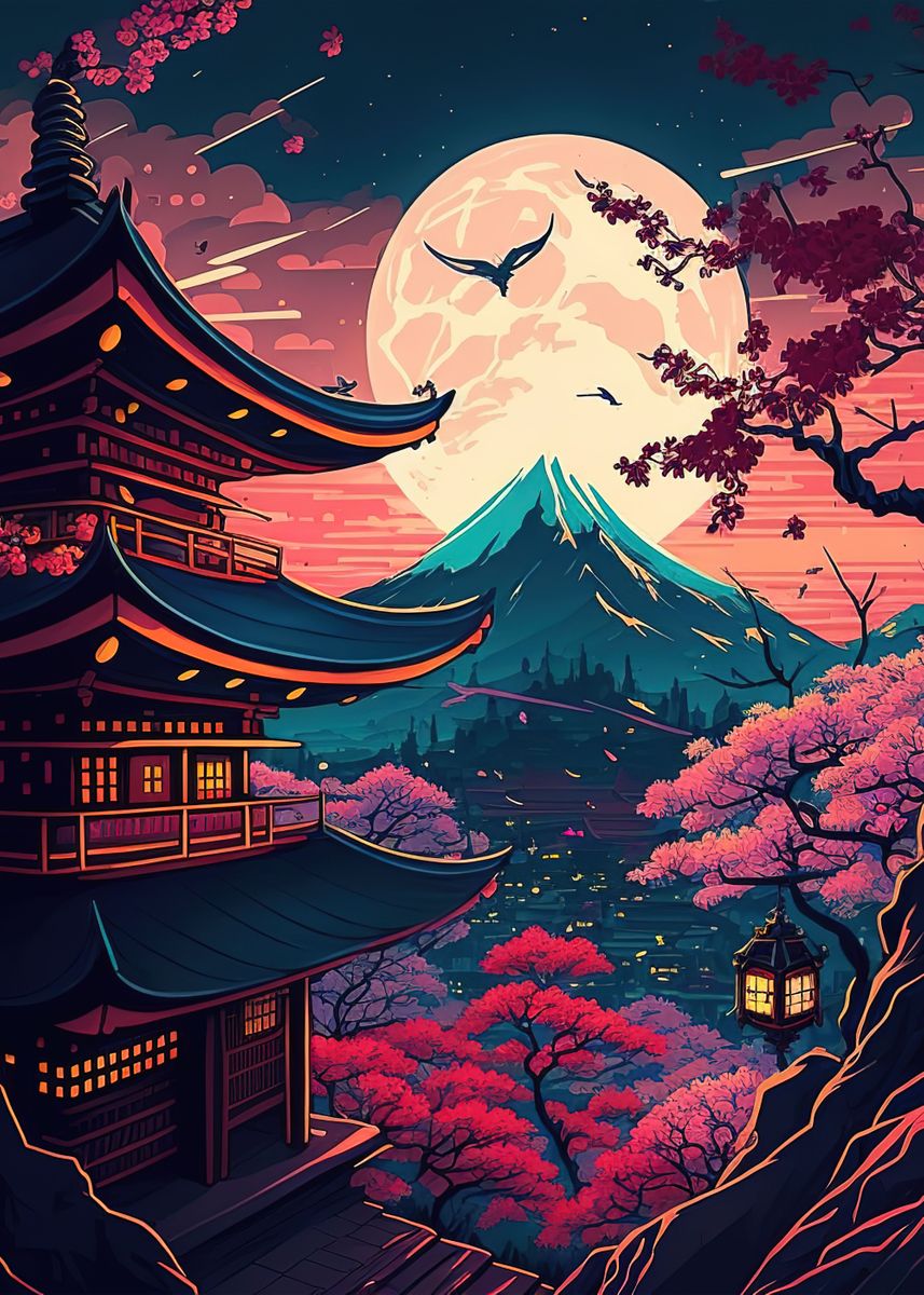 'Night Japan House' Poster by Daniaal Odonnell | Displate