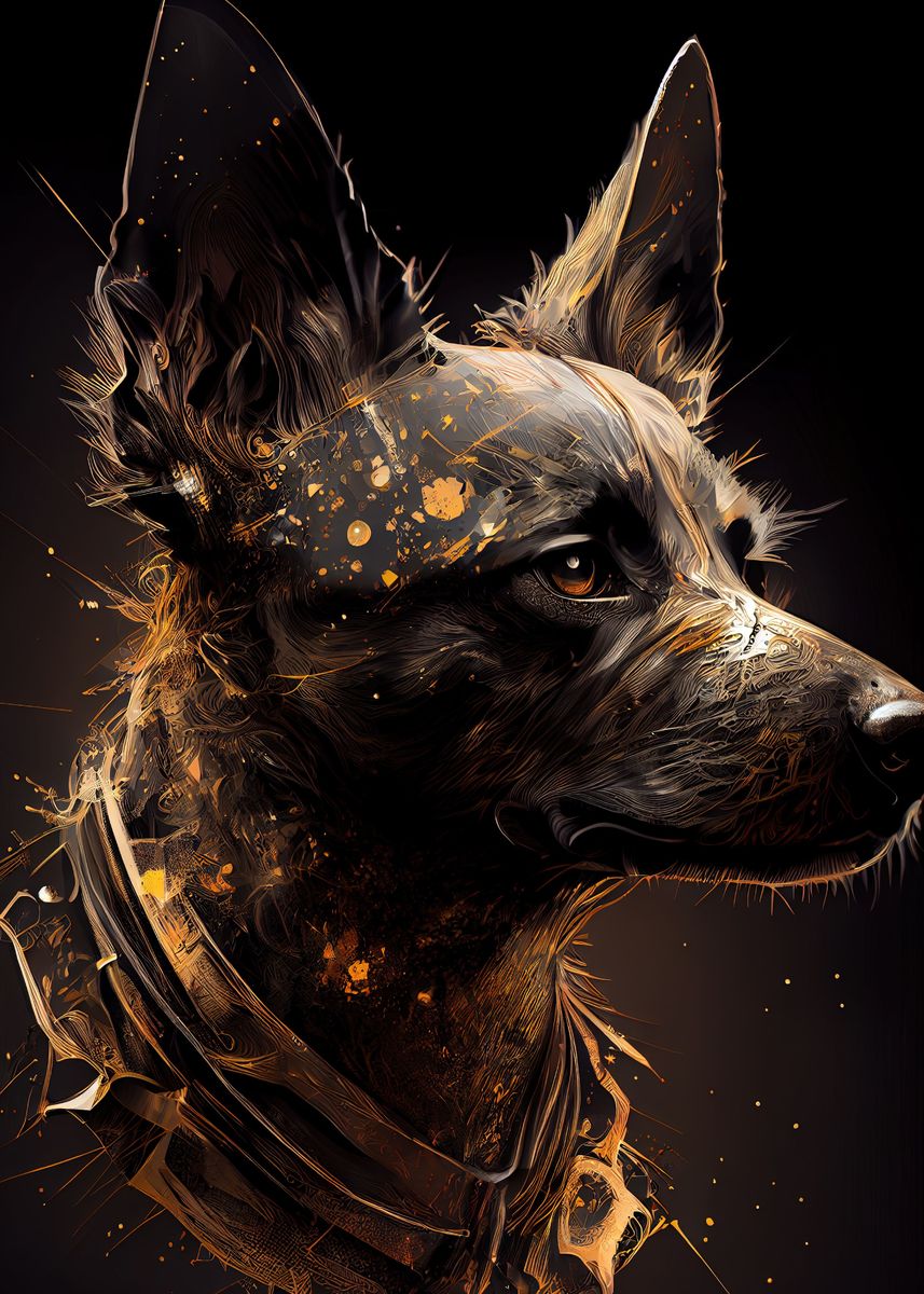 'Black and Gold Dog' Poster by Ander HaRRy | Displate