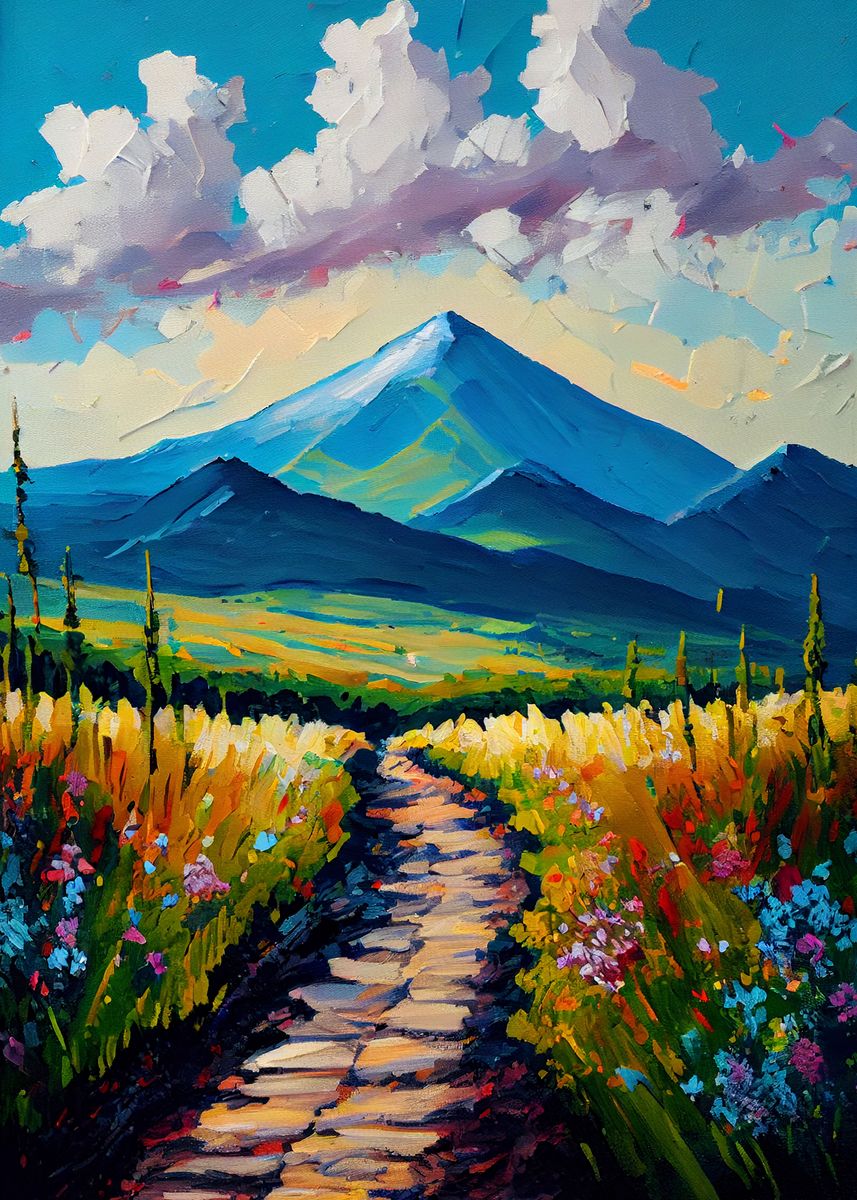 'Palette Knife Mountains 25' Poster by Cryptic Fawn Displate