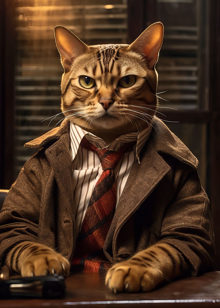 'Detective Bengal cat' Poster by Arnas Čemerka | Displate