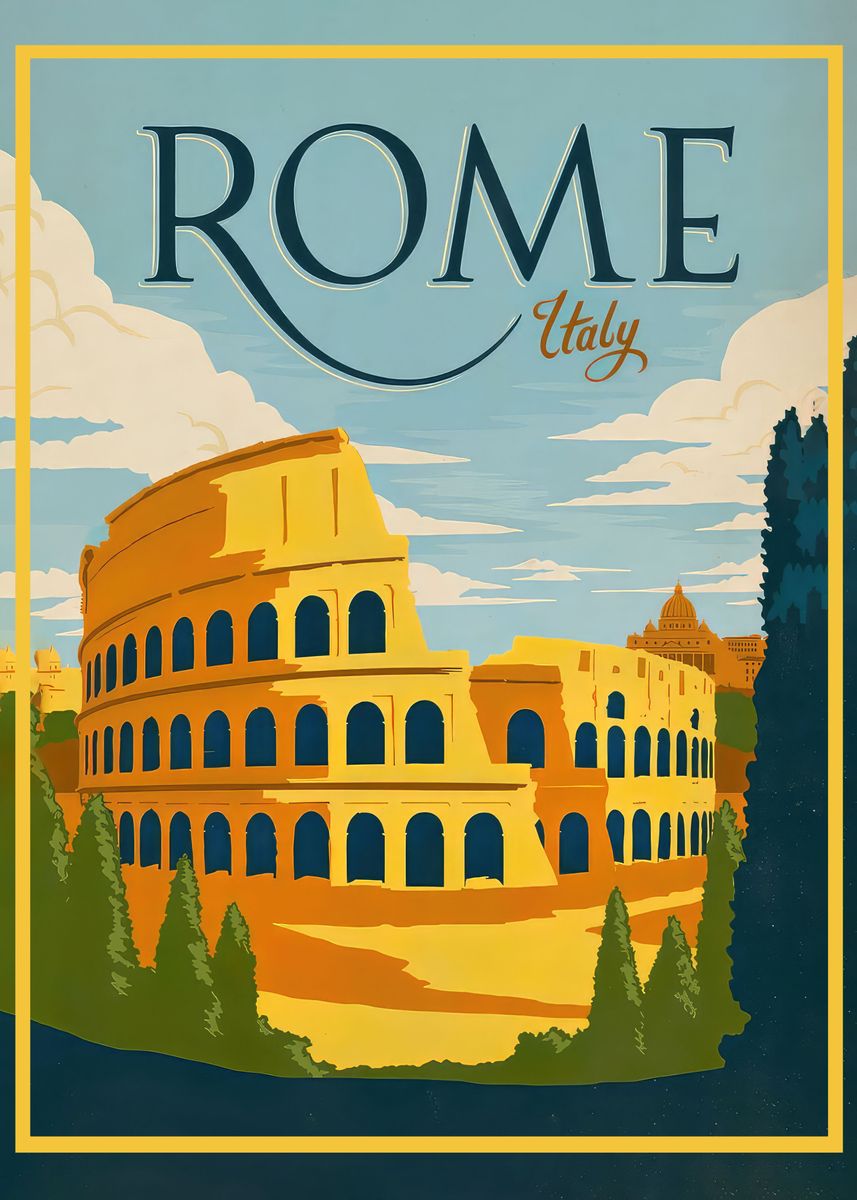 'Rome Italy Travel Poster' Poster, picture, metal print, paint by gani ...