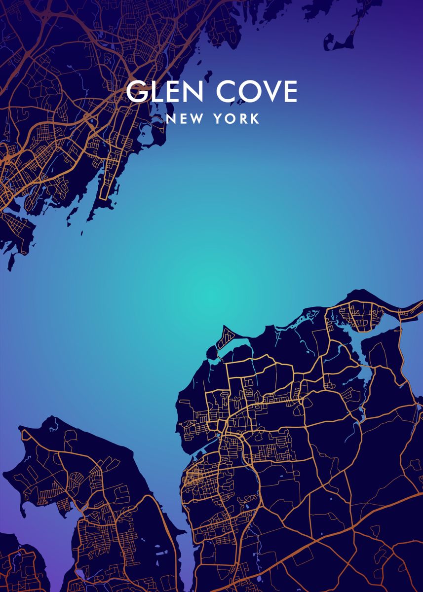 'Glen Cove NY Map' Poster by Miracle Studio Displate