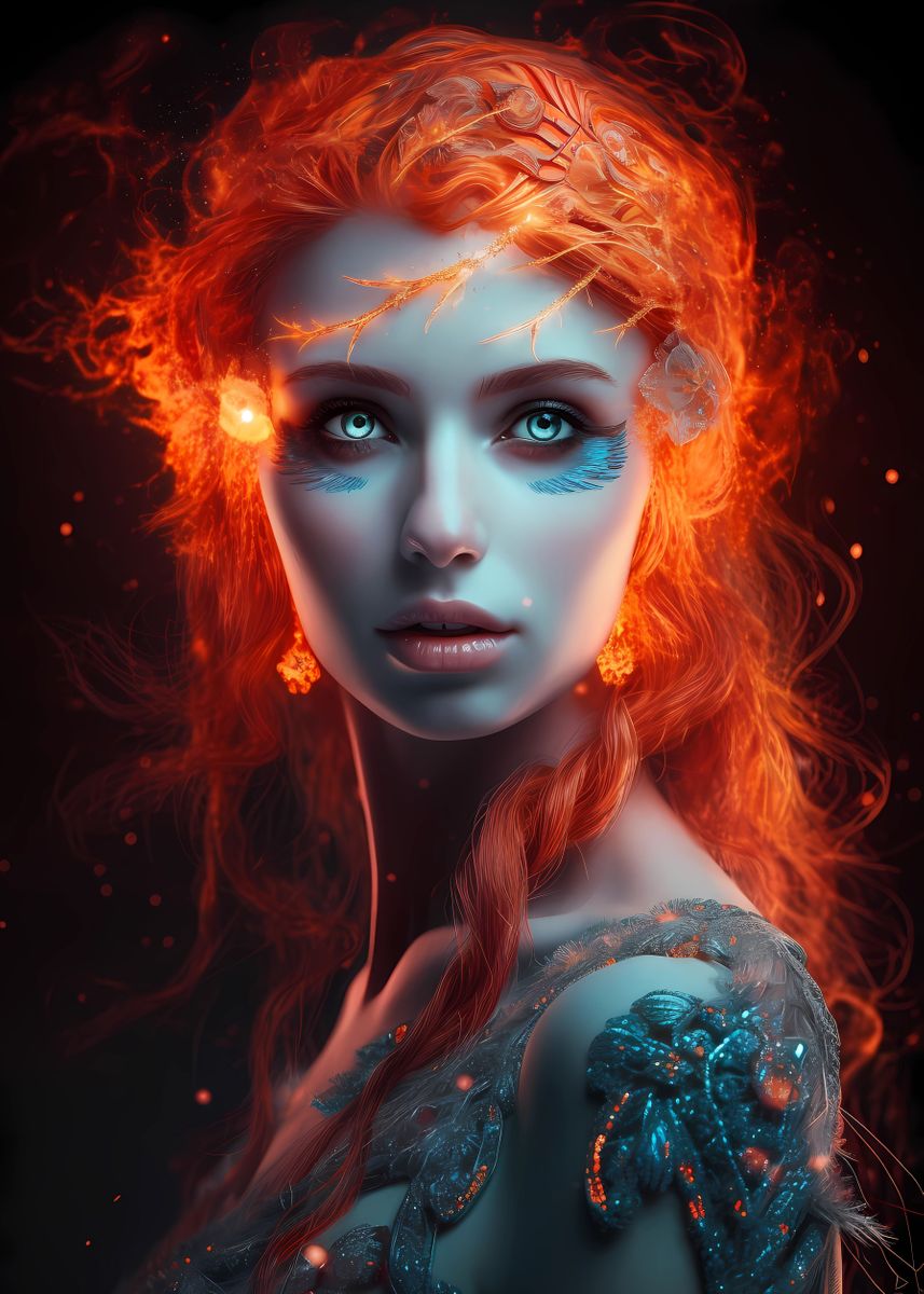 'Fire and Ice Princess' Poster, picture, metal print, paint by Jiri ...