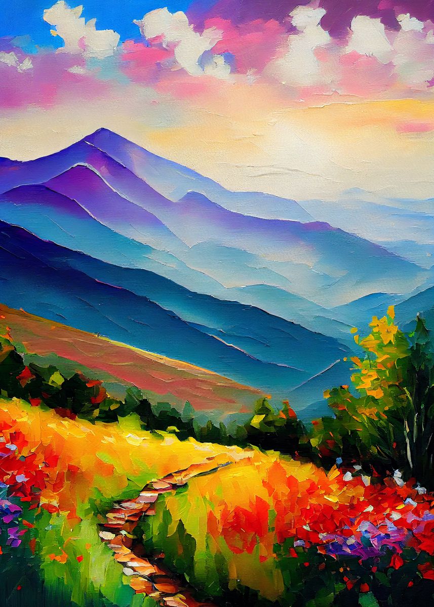 'Palette Knife Mountains 22' Poster by Cryptic Fawn Displate