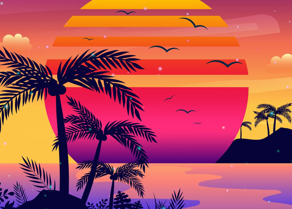 'Island Vaporwave Nostalgia' Poster by EDM Project | Displate