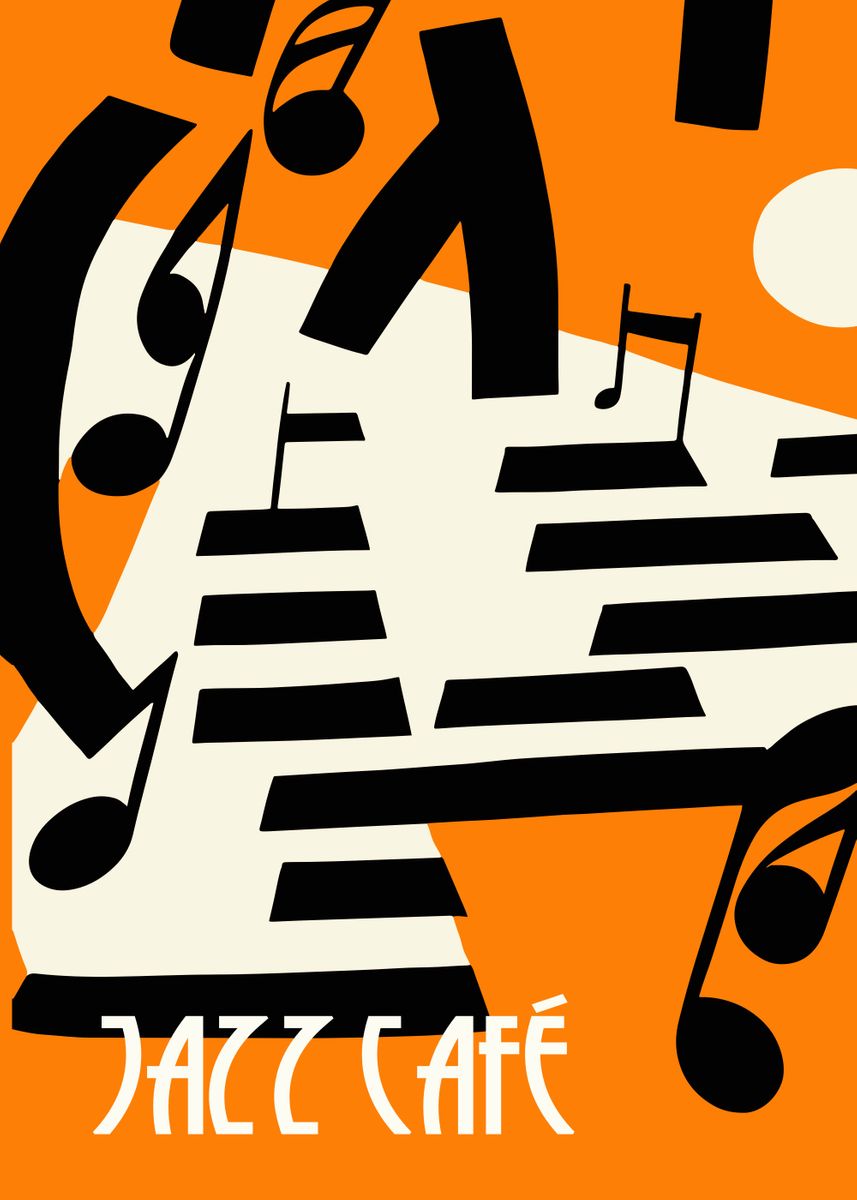 'Orange Jazz Cafe Poster' Poster by HyggeStudio Displate