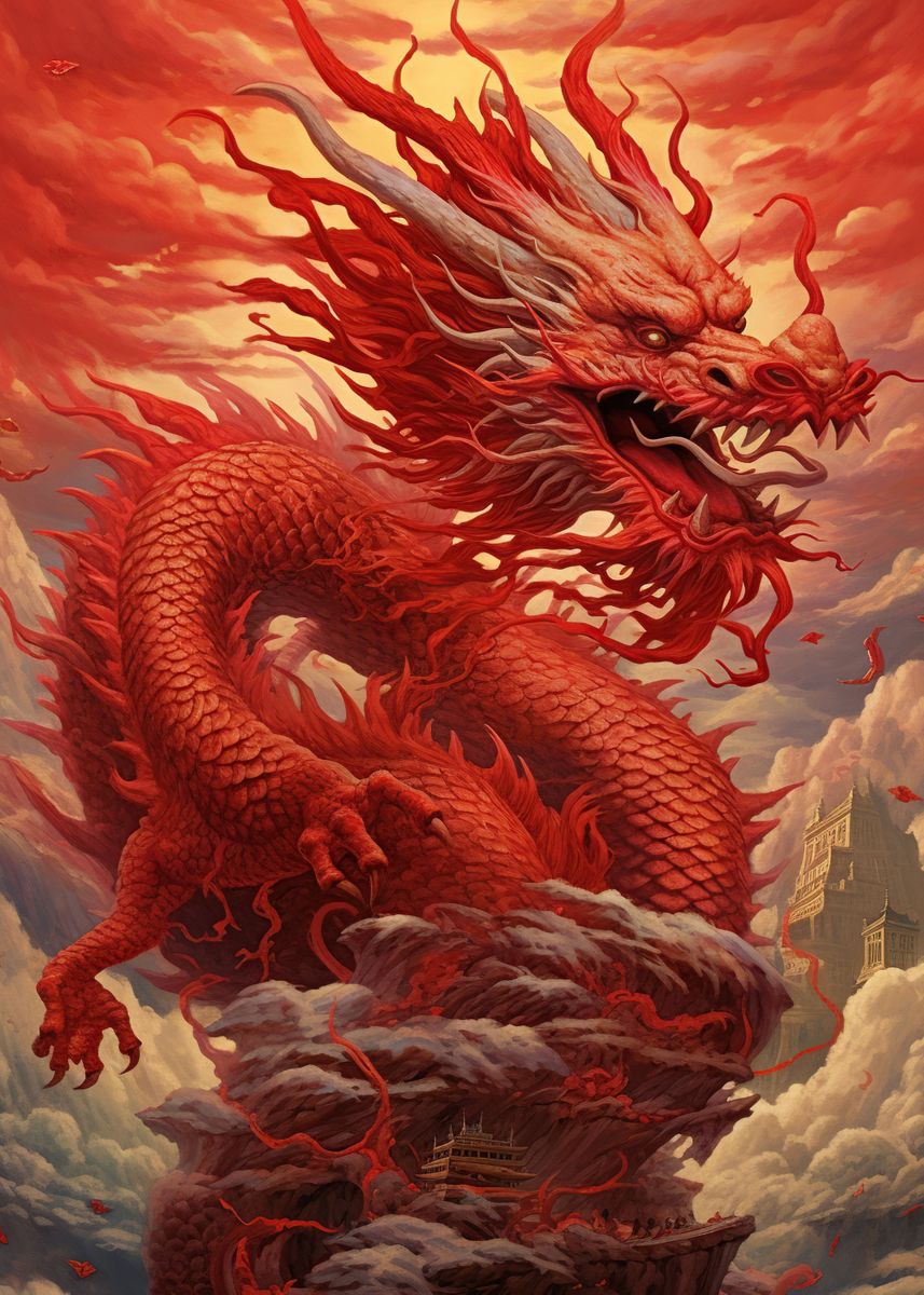 'Red Dragon' Poster, picture, metal print, paint by Brax Rice | Displate