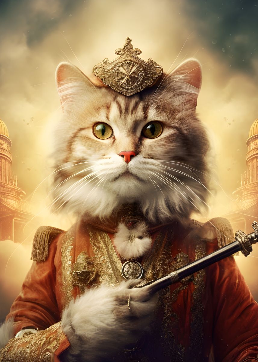 ‘Royal cat’ Poster, picture, metal print, paint by LUNOME | Displate