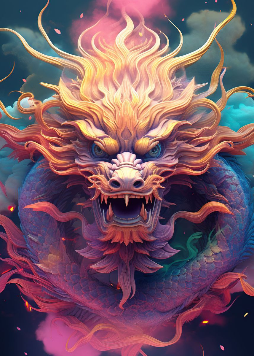 'Red Dragon' Poster, picture, metal print, paint by Brax Rice | Displate