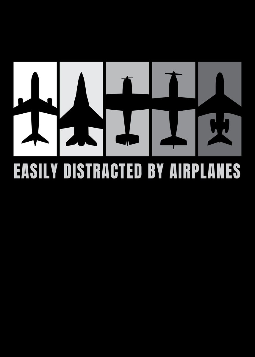 'Distracted By Airplanes' Poster, picture, metal print, paint by Mooon ...