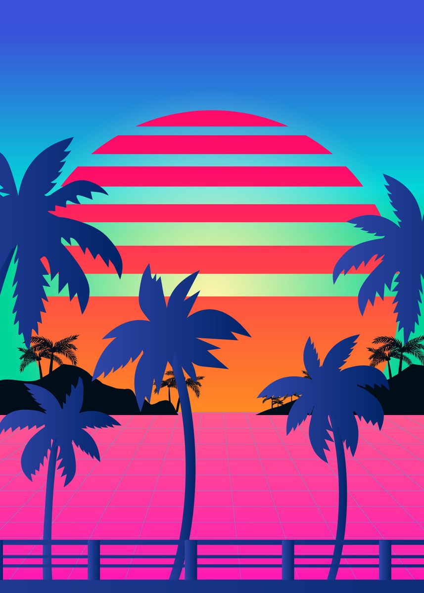 'Vaporwave Summer Sunset' Poster by EDM Project | Displate