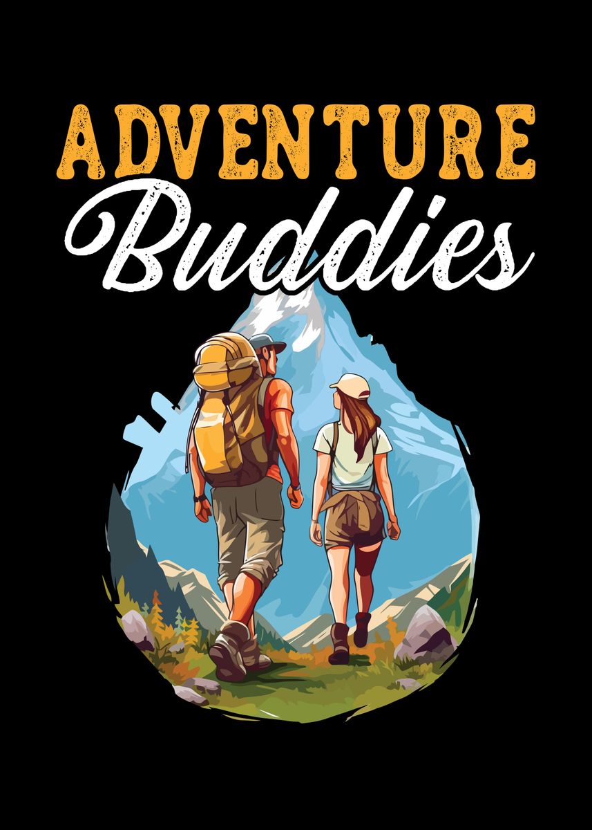 'Hiking Couple Hiking Buddy' Poster by NAO Displate