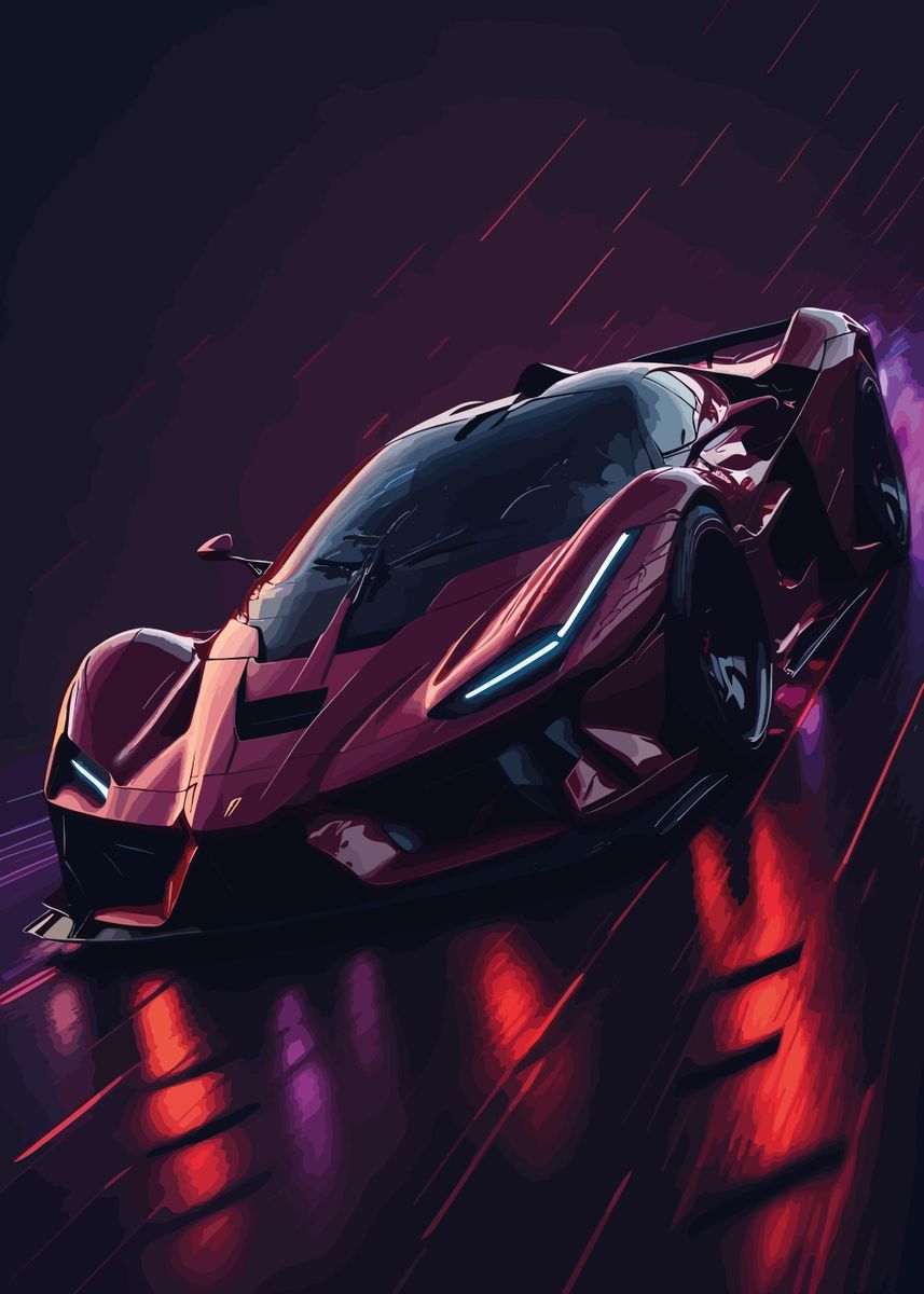 'Ferrari LaFerrari Neon' Poster by Maltos | Displate