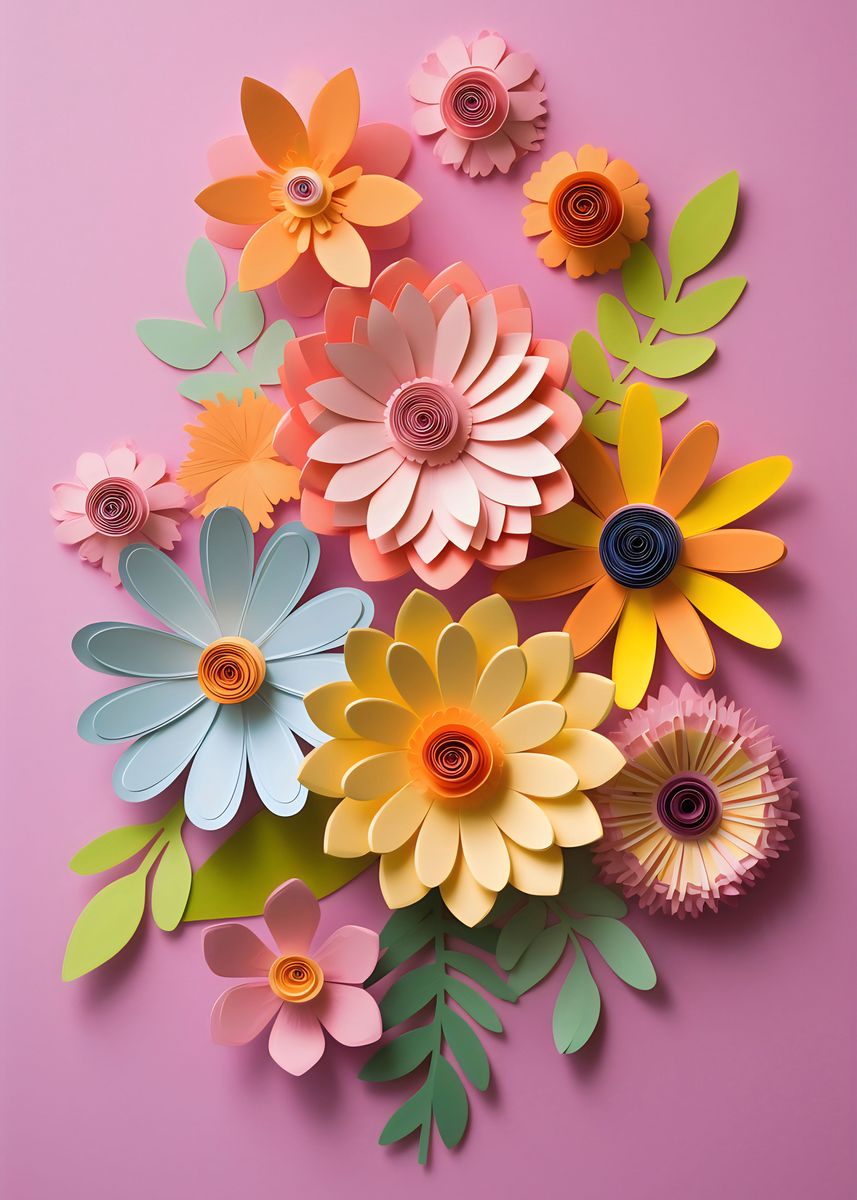 'Flowers paper craft' Poster by Nathan Ponty | Displate