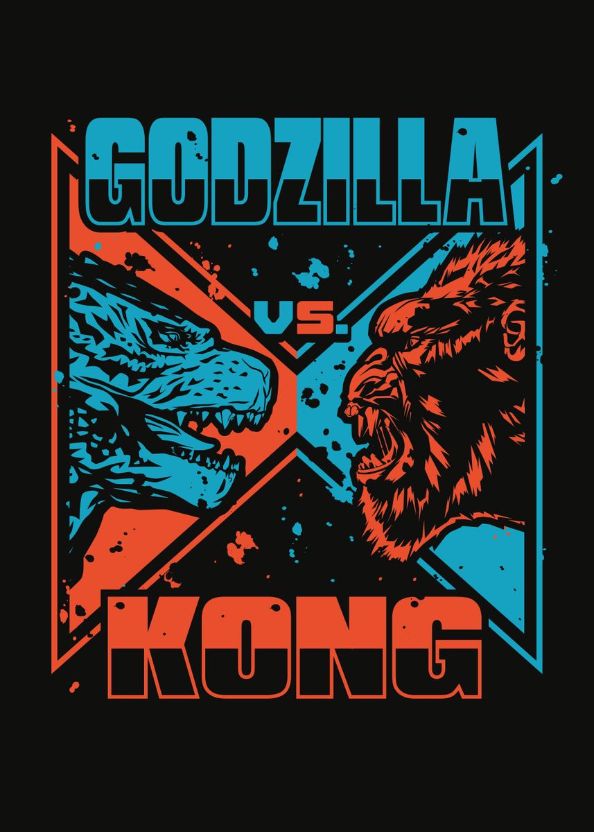 'G vs. K Black' Poster, picture, metal print, paint by Godzilla vs Kong ...